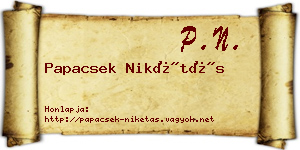 Papacsek Nikétás névjegykártya